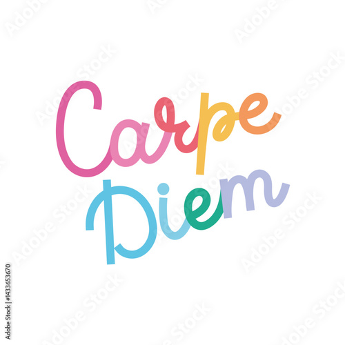 Carpe diem lettering editable stroke, colorful text