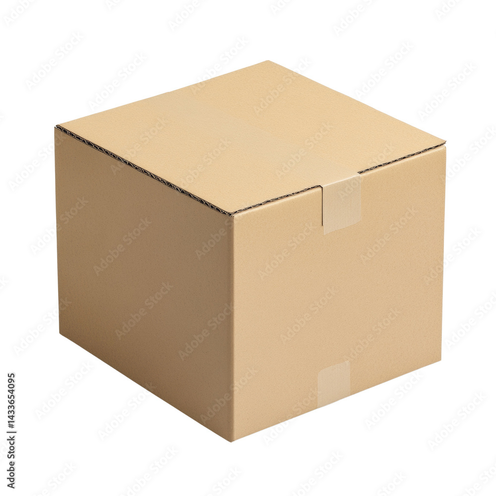 Isolated cardboard cube presentation a representation of packaging logistics on transparent layer Isolated cardboard cube presentation a representation of packaging logistics on transparent layer