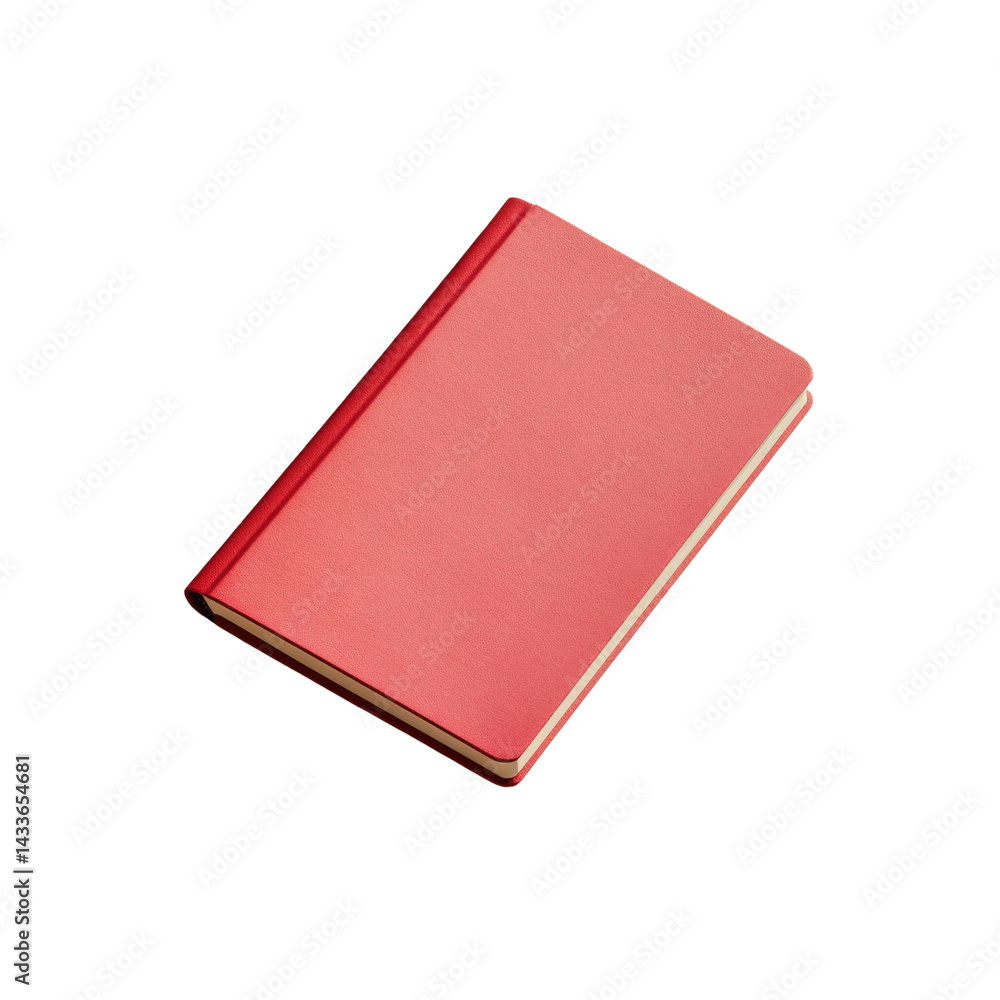 Crimson notebook with a minimalist design, representing ideas, reflection and creativity, on an isolated transparent backdrop Crimson notebook with a minimalist design, representing ideas, reflection and creativity, on an isolated transparent backdrop