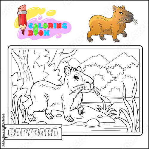 cute capybara coloring book for children