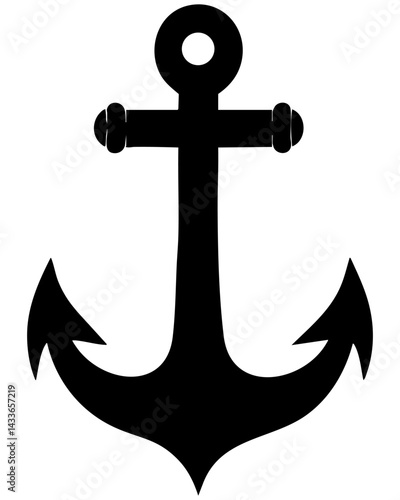 Classic anchor design in vector form with a bold silhouette for nautical themes and decor