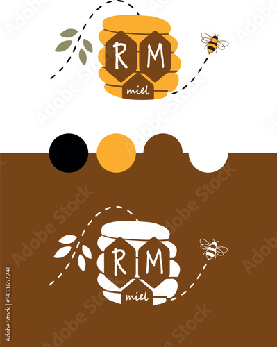 Logotype pour du miel pour apiculteur avec abeille