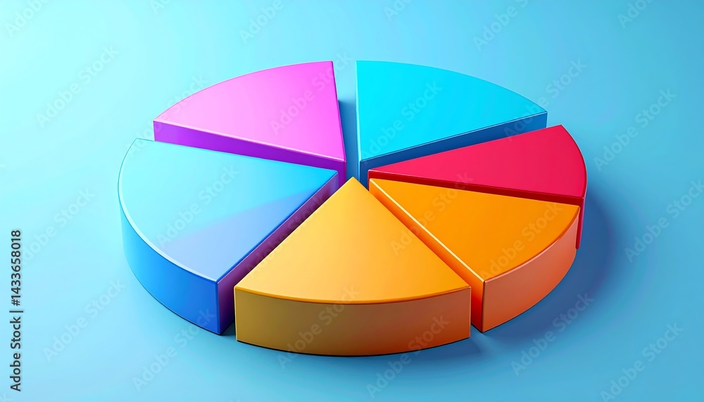 Fototapeta premium Colorful geometric pie chart representing data analysis and visualization for business and educational purposes