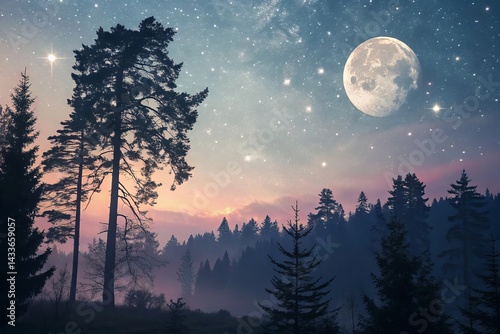 Moonlit Forest Scene