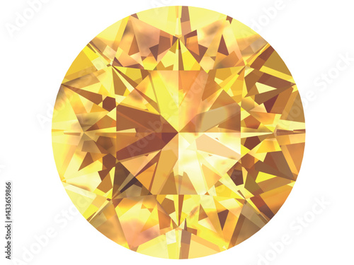 Yellow gemstones vector of citrine color round cut