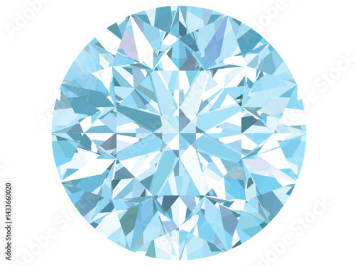 Sky blue gemstones vector of slightly blue topaz and diamond round cut