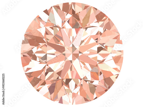 Light peach pink color gemstones vector of slightly morganite and diamond round cut