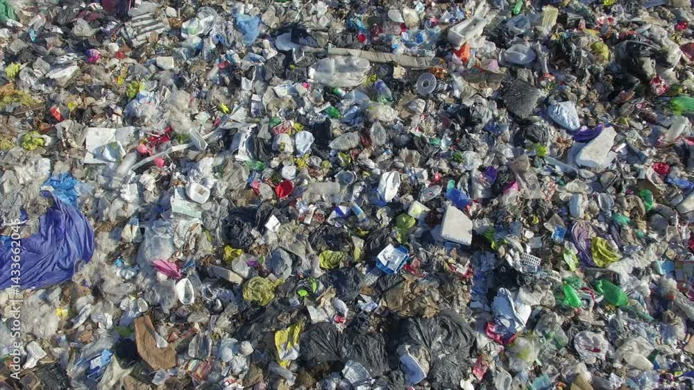 Aerial of large landfill full of trash in northern Canada