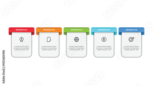 Workflow concept for infographic with 5 steps, options, parts or processes. Business data visualization.