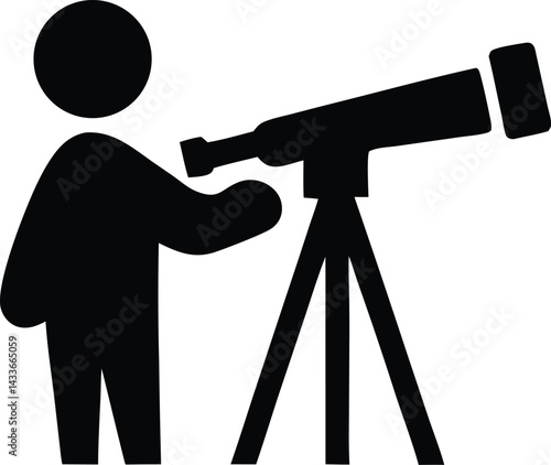 Person stargazing using a telescope