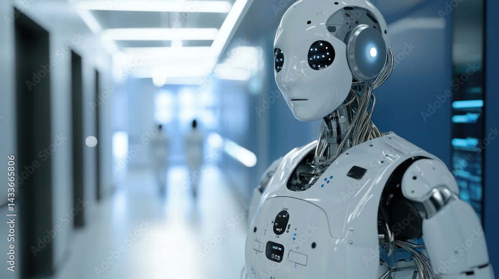 AI-powered medical assistant robot showcasing futuristic healthcare AI-powered medical assistant robot showcasing futuristic healthcare