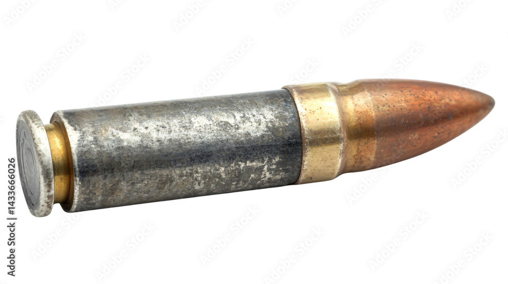 Shiny Silver Bullet on White Background for Graphic Design Projects Shiny Silver Bullet on White Background for Graphic Design Projects