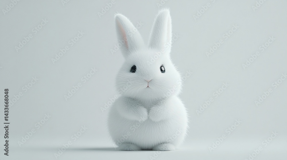 Fototapeta premium White Cute Bunny Rabbit Isolated on a White Background