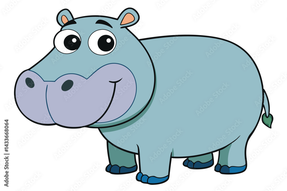 Obraz premium Illustration of Hippopotamus standing isolated