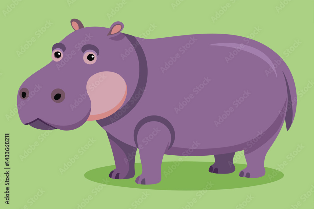 Obraz premium Illustration of Hippopotamus standing isolated