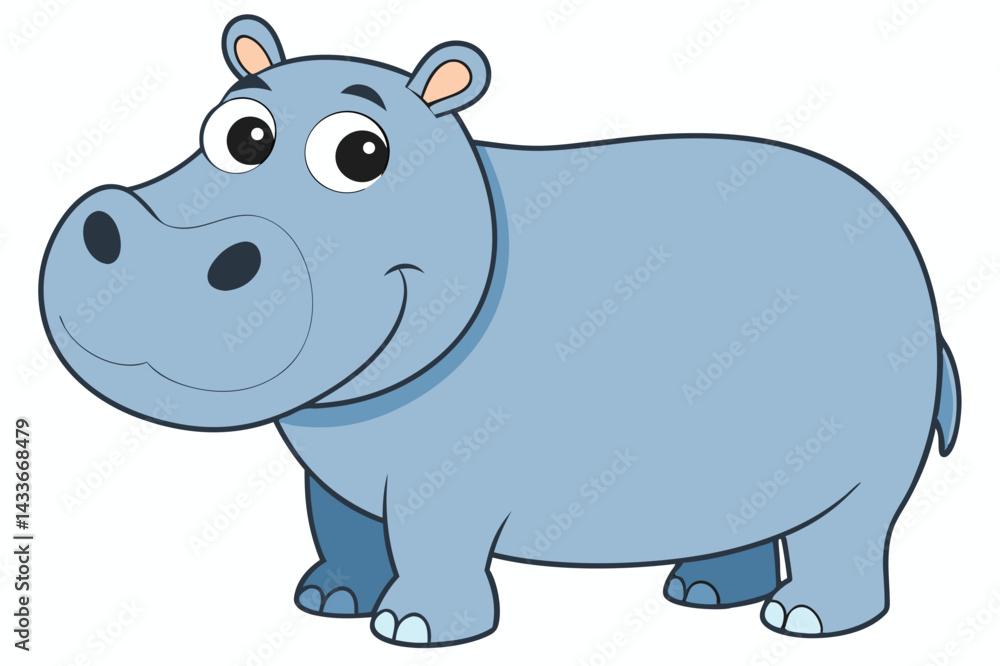 Obraz premium Illustration of Hippopotamus standing isolated