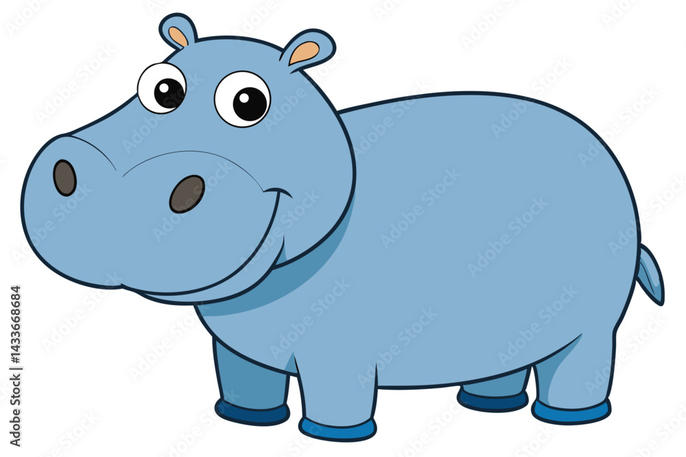 Obraz premium Illustration of Hippopotamus standing isolated