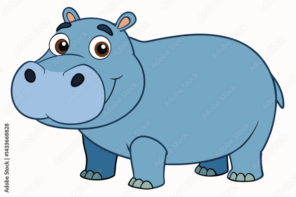 Obraz premium Illustration of Hippopotamus standing isolated
