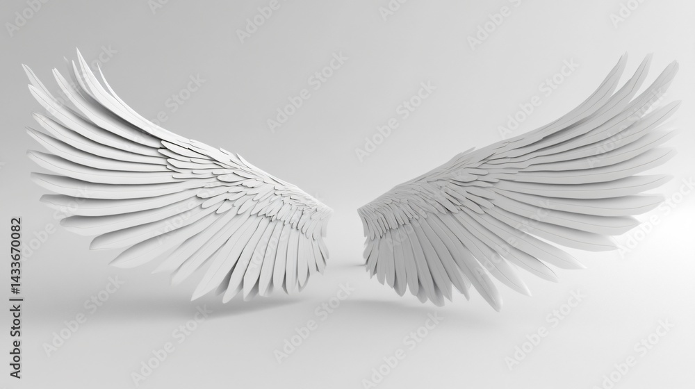 Fototapeta premium Elegant White Wings Isolated on White Background for Design Projects