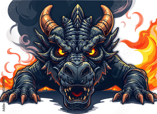 an image of a dragon with fire coming out of it ' s mouth