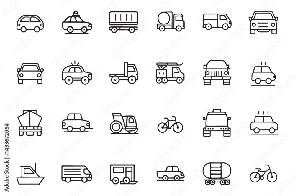 Transportation Line Icons. Editable Stroke. Pixel Perfect. For Mobile and Web. Contains such icons as Truck, Car, Vehicle, Shipping, Sailboat Transportation Line Icons. Editable Stroke. Pixel Perfect. For Mobile and Web. Contains such icons as Truck, Car, Vehicle, Shipping, Sailboat