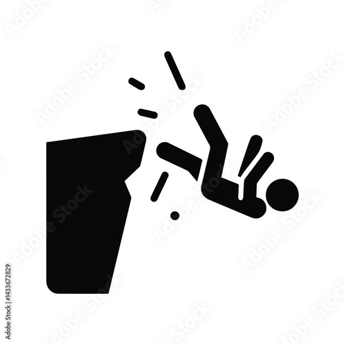 icon stickman fell off cliff sticks figure person pictogram danger warning