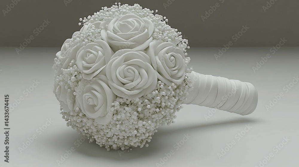 Elegant white rose bouquet, 3D render Elegant white rose bouquet, 3D render