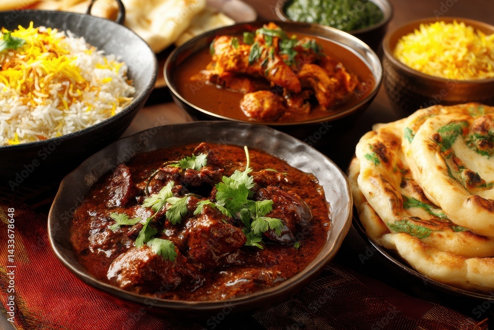 Aromatic Indian feast! Rich curries, fluffy rice, and warm naan bread. Aromatic Indian feast! Rich curries, fluffy rice, and warm naan bread.