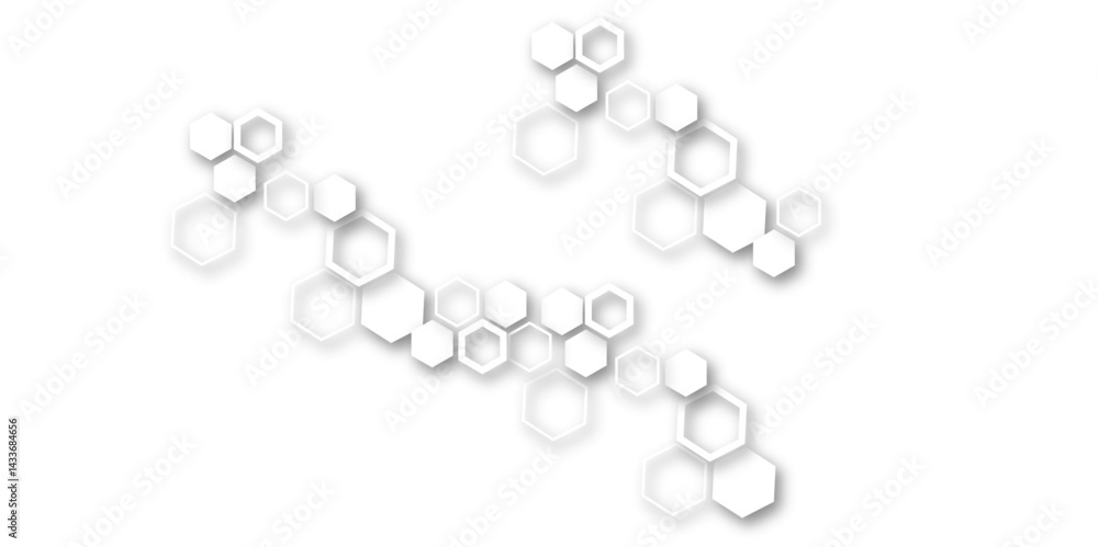 Abstract white and grey hexagon technology geometric pattern concept white background. Use for template, wallpaper, website vector illustration. Abstract white and grey hexagon technology geometric pattern concept white background. Use for template, wallpaper, website vector illustration.