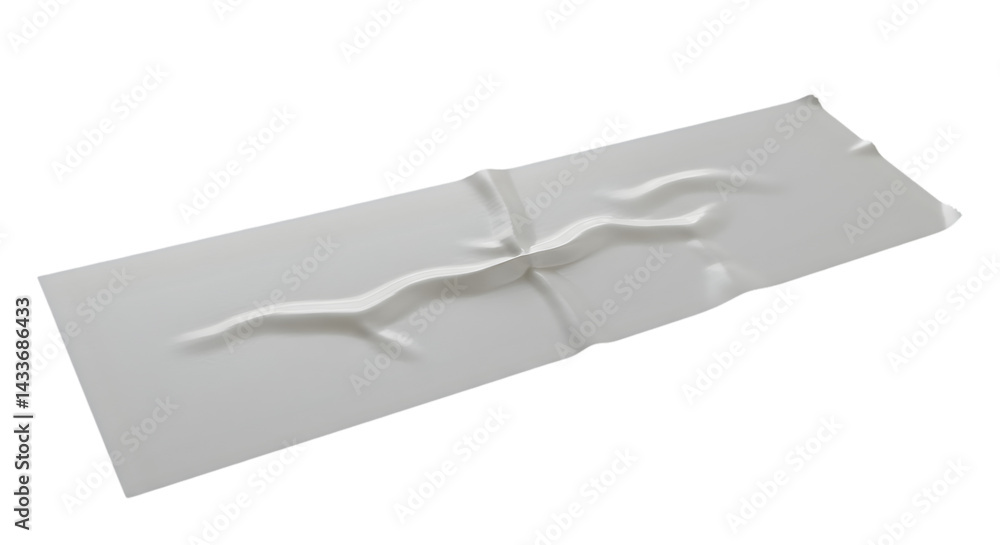 A rectangular piece of white material with a raised pattern running across the center of the fabric A rectangular piece of white material with a raised pattern running across the center of the fabric