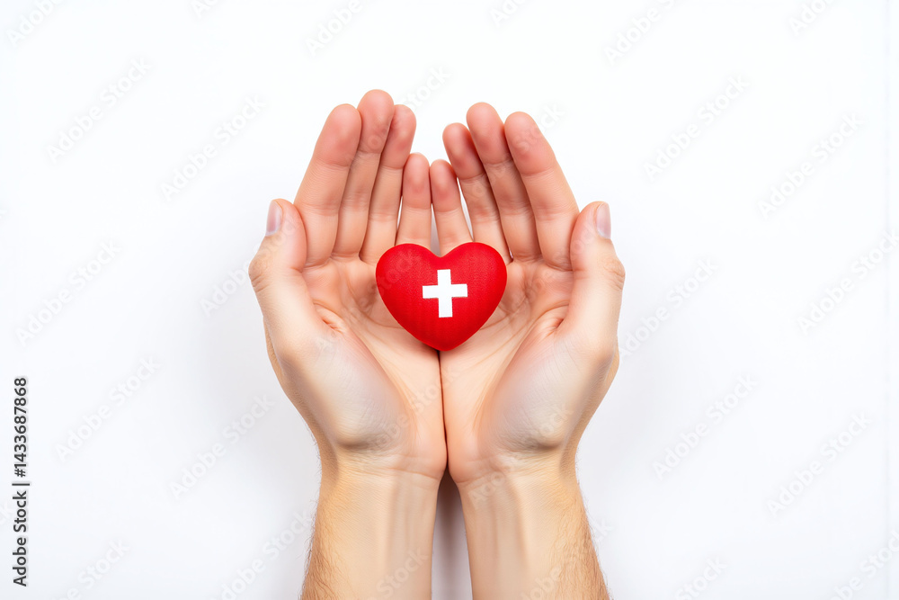 person holding a red heart in their hands1 person holding a red heart in their hands1