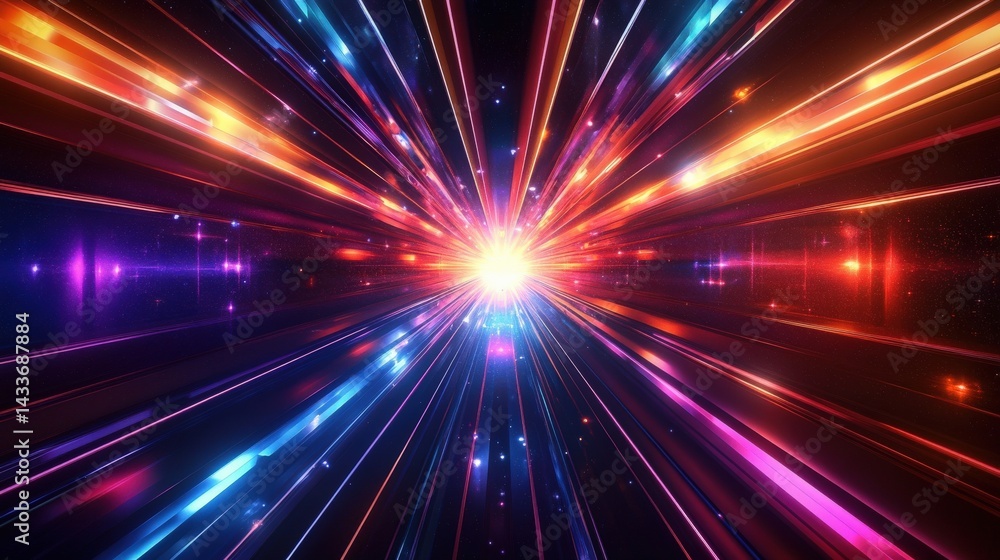 Naklejka premium Abstract Futuristic Light Tunnel