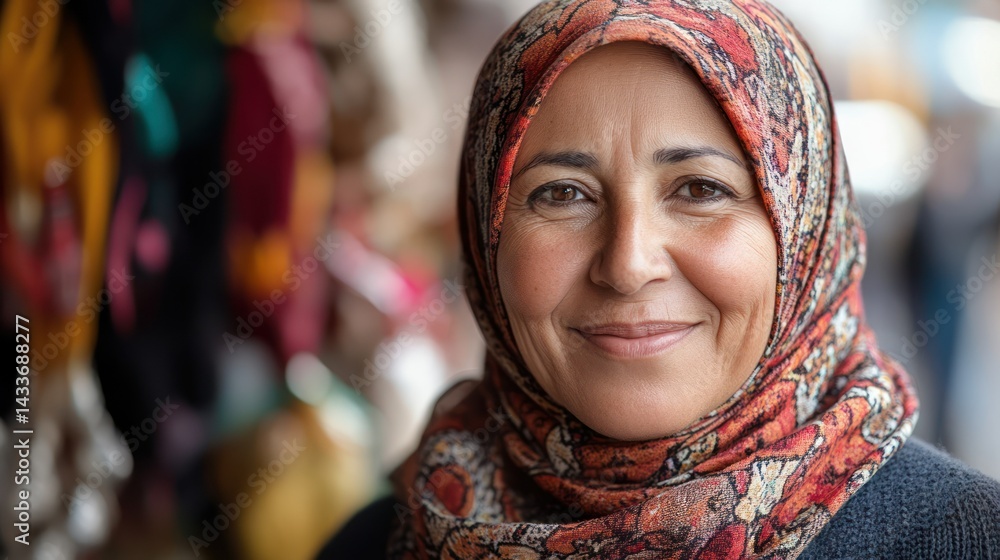 Arab woman smiles, displaying cultural identity, optimism, and respect for traditions, showcasing diversity. Arab woman smiles, displaying cultural identity, optimism, and respect for traditions, showcasing diversity.