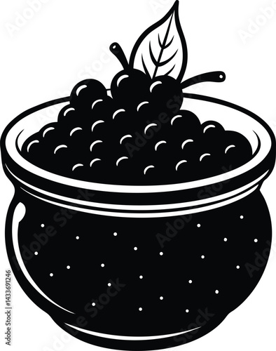 black caviar in a glass jar