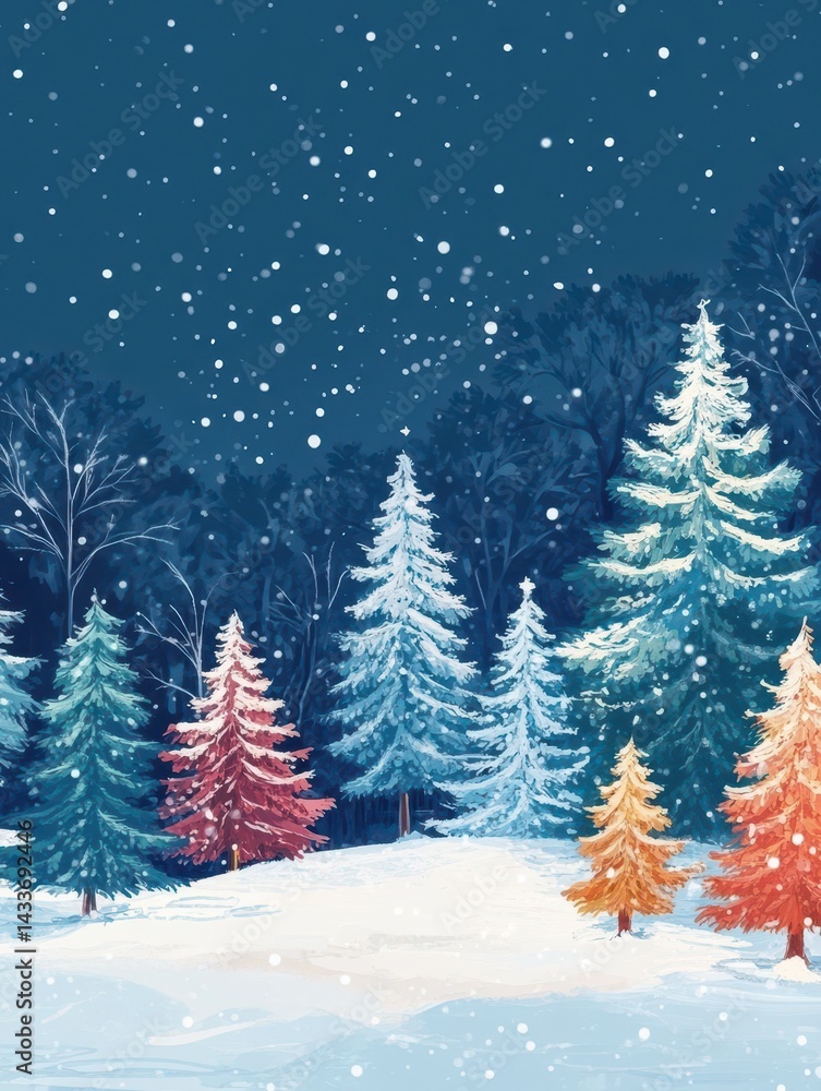 Obraz premium Winter Holiday Card. Christmas Winter Card Design with Festive Background