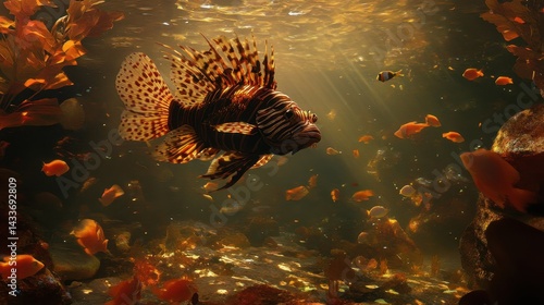 Colorful Underwater Scene with Vibrant Fish and Lush Marine Life