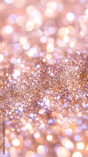Shimmering rose gold glitter with soft, out-of-focus lights creating a festive, elegant backdrop
