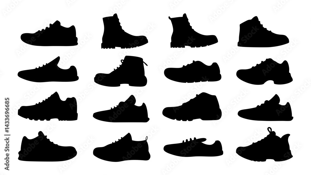 Naklejka premium set of shoe silhouette vector on tranparent background