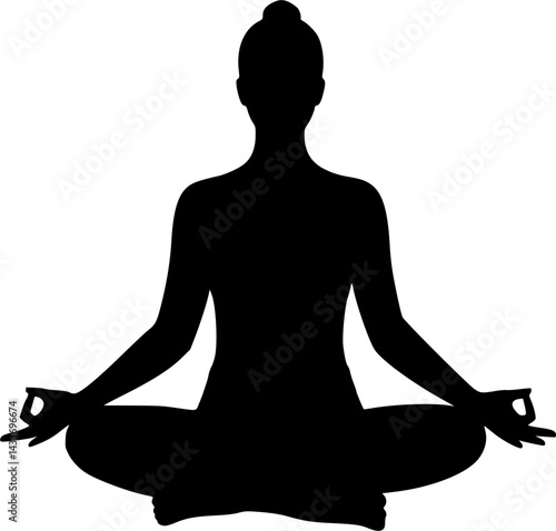 lotus pose silhouette vector on white background