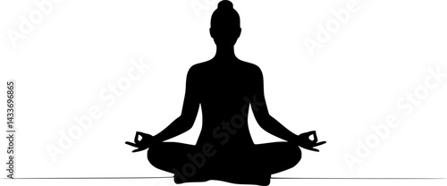 lotus pose silhouette vector on white background