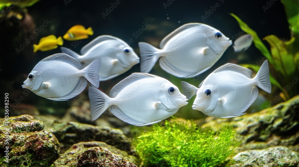 Graceful Swimming Fish in Vibrant Aquarium with Natural Habitat