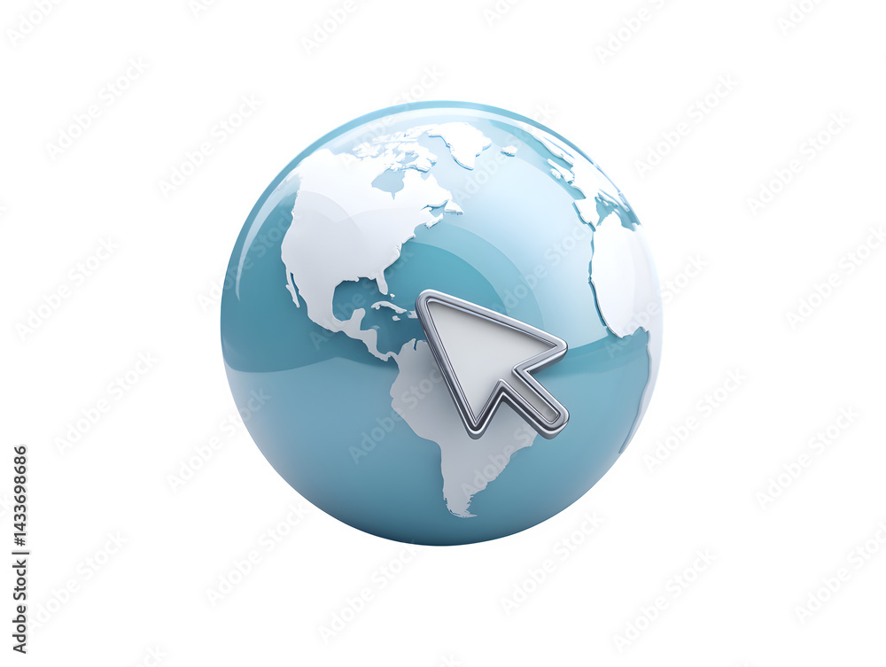 Fototapeta premium Globe cursor internet on transparent background
