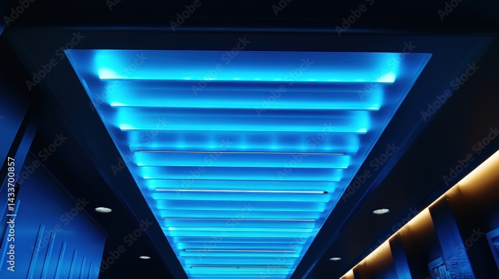 Modern Blue LED Lighting in a Stylish Interior Space