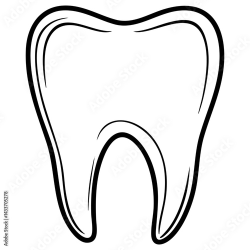 Black vector silhouette of a tooth design suitable for dental illustrations or logos