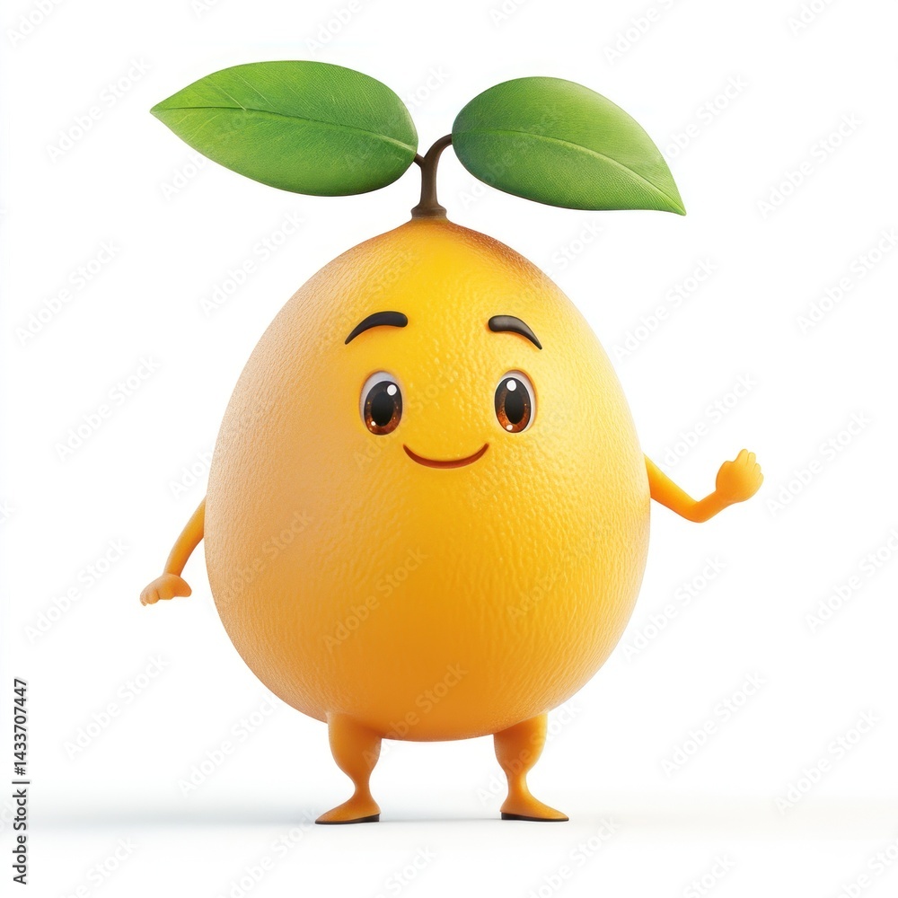 Fototapeta premium cute cartoon sapota character isolated 3D render on white background 