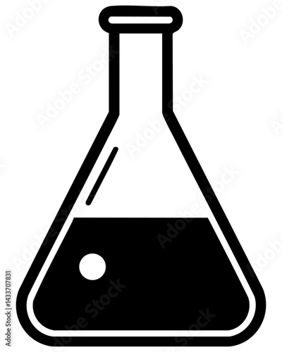 Laboratory flask silhouette design for science and education themes