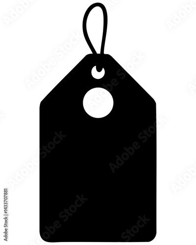 Black vector silhouette of a blank tag for labeling or decoration purposes