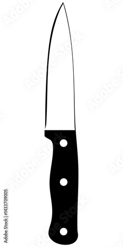 Sharp black vector silhouette of a kitchen paring knife for culinary design and artwork