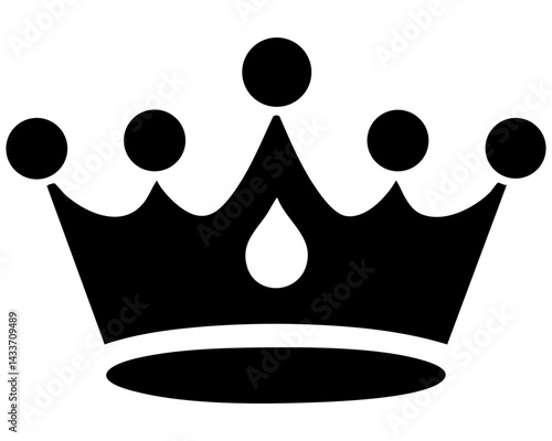 Vector silhouette of a crown design with decorative elements and a central drop