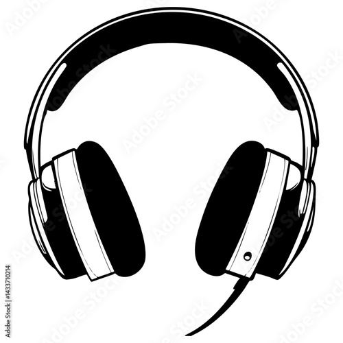 Headphones in a clean black silhouette ideal for music and sound related designs